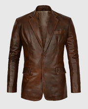 Men's Spanish Medieval Brown Leather Blazer