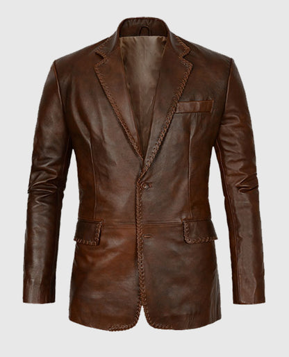 Men's Spanish Medieval Brown Leather Blazer