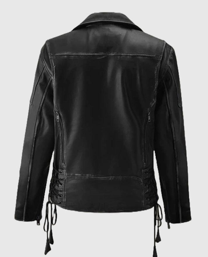Men's Street Style Black Leather Biker Jacket
