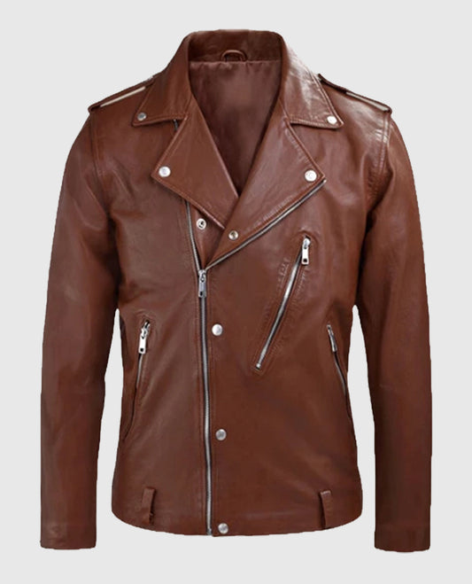 Men's Tan Beast Biker Leather Jacket