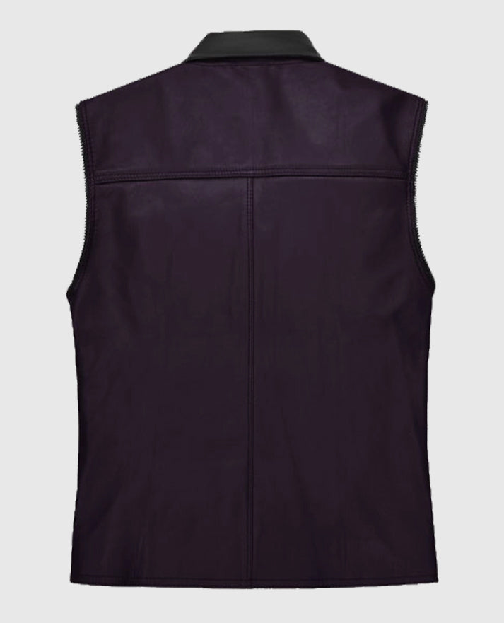 Men's Two-Tone Biker Leather Vest