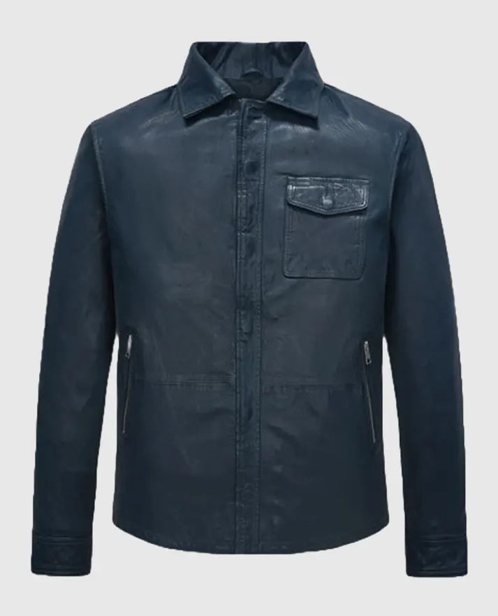 Mike Tyson Blue Leather Trucker Jacket