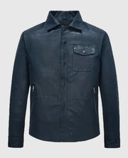 Mike Tyson Blue Leather Trucker Jacket