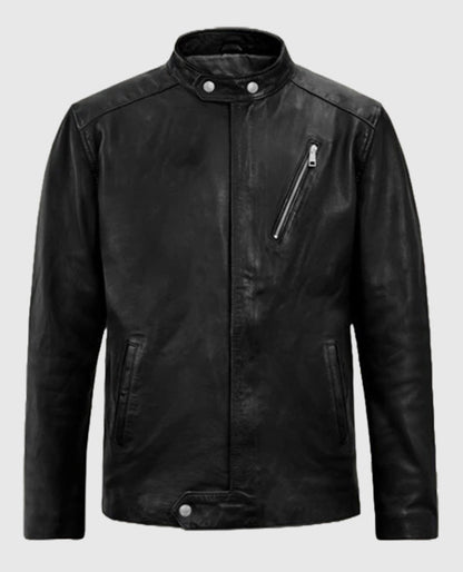 Motorad Black Biker Leather Jacket for Men