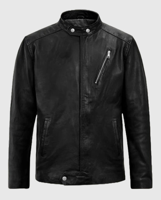 Motorad Black Biker Leather Jacket for Men