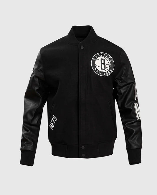 NBA Brooklyn Nets Men's Black Varsity Jacket