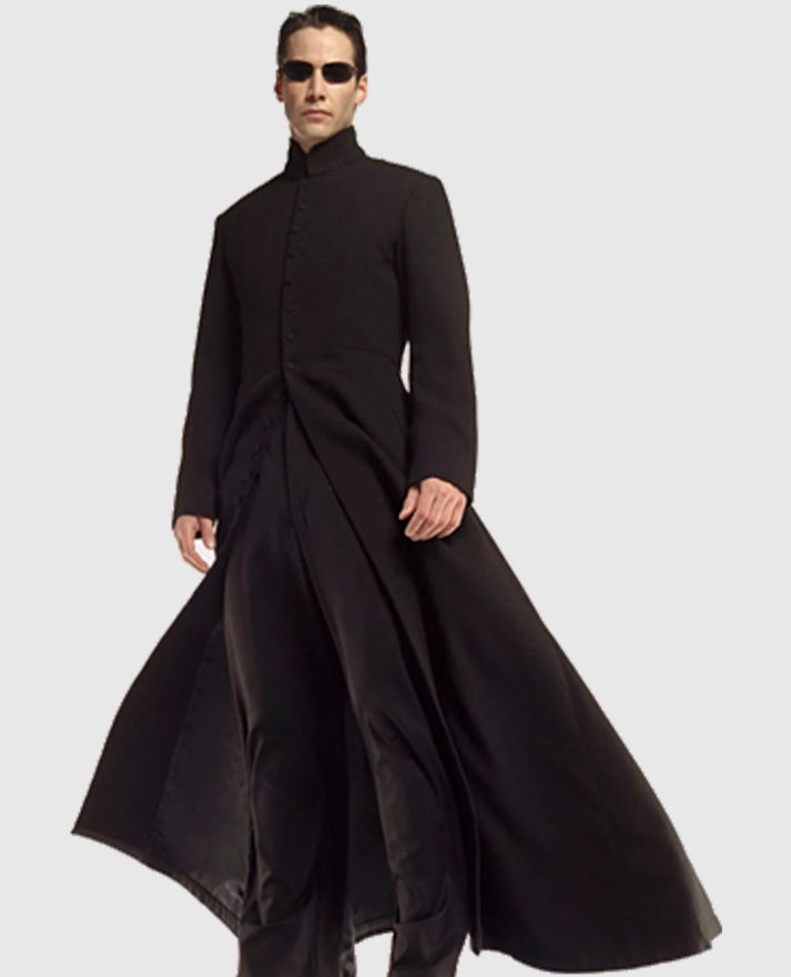 Neo Matrix Keanu Reeves Black Trench Coat