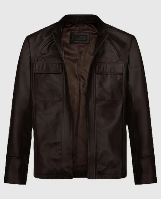 Oscar Isaac Brown Leather Jacket