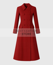 Princess Kate Middleton Red Wool Trench Coat