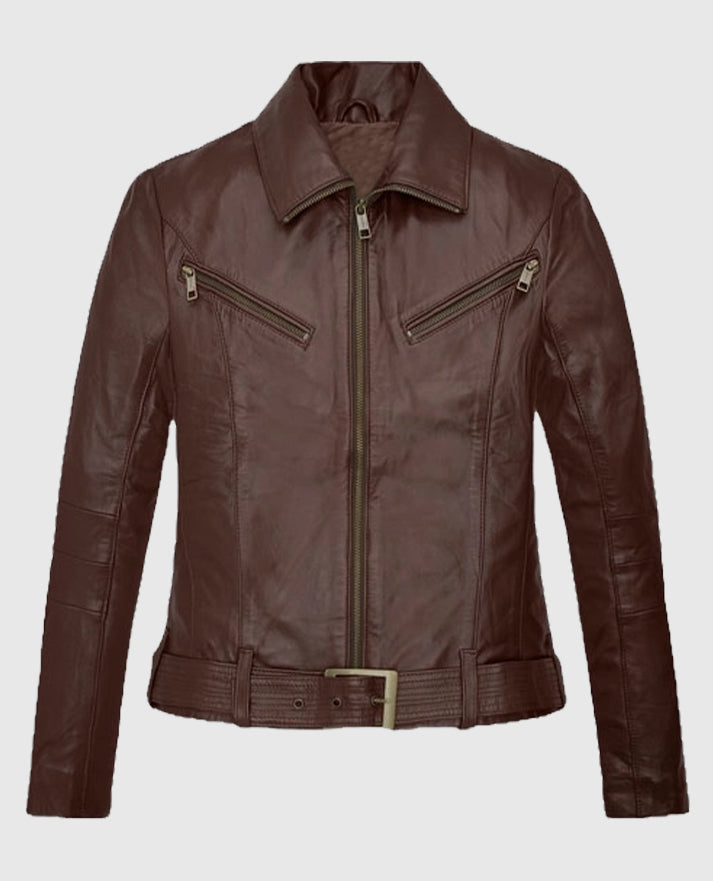 Rachel Nichols Brown Leather Jacket