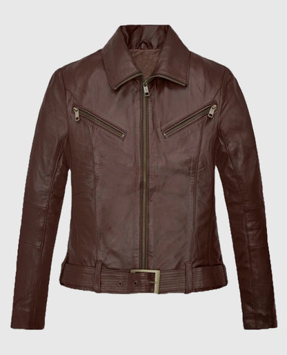 Rachel Nichols Brown Leather Jacket