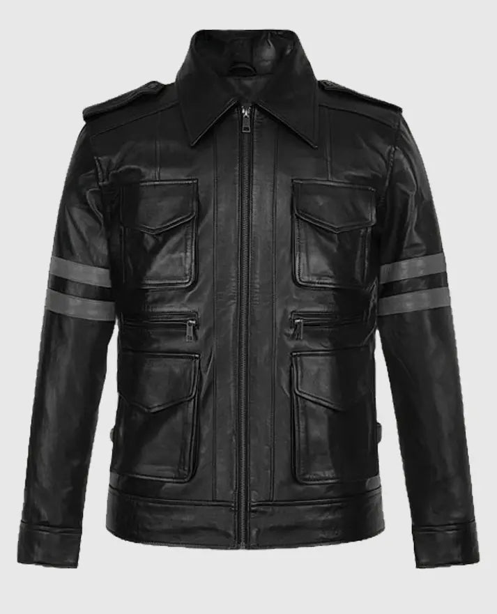 Resident Evil 6 Leon Kennedy Black Leather Jacket