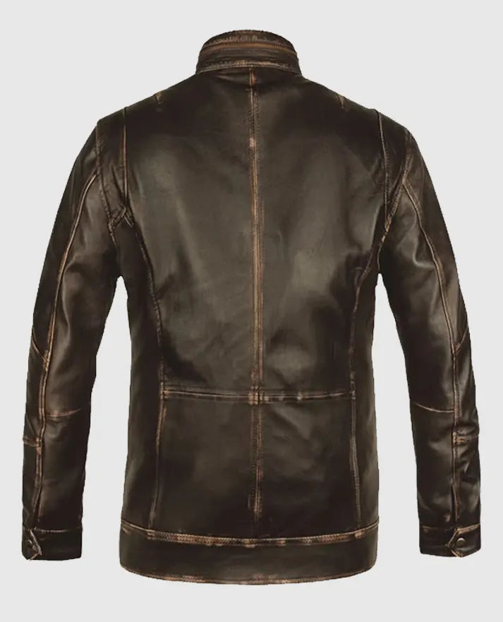 Retro Dark Brown Leather Jacket for Men