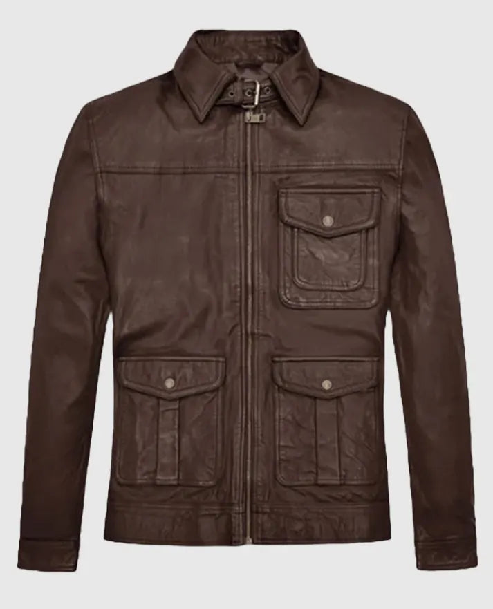 Retro Style Brown Leather Jacket For Men
