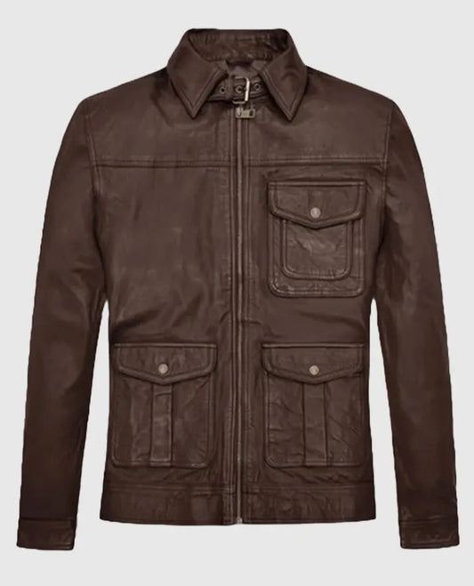 Retro Style Brown Leather Jacket For Men