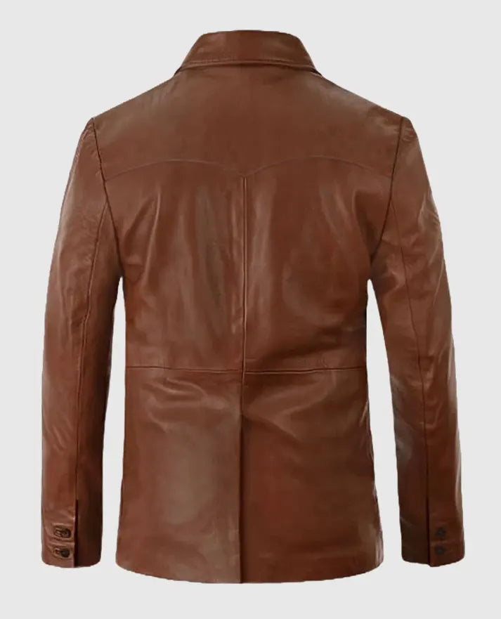 Rich Brown Western Leather Blazer for Men