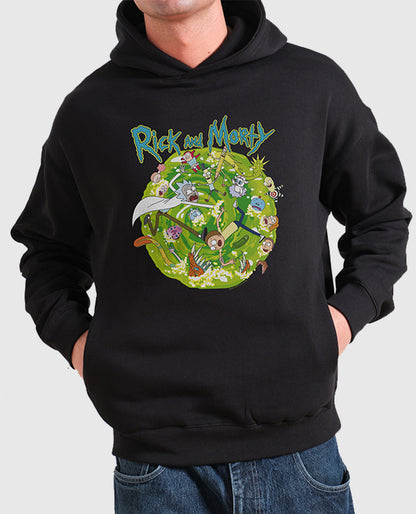 Rick and Morty Portal Collage Black Hoodie