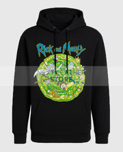 Rick and Morty Portal Collage Black Pullover Hoodie