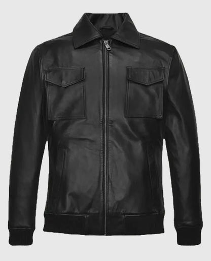 Robert Pattinson 2020 Paris Fashion Show Black Leather Jacket