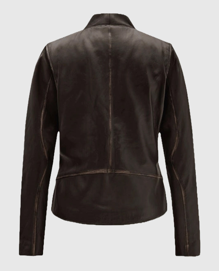 Rubbed Brown Leather Jacket