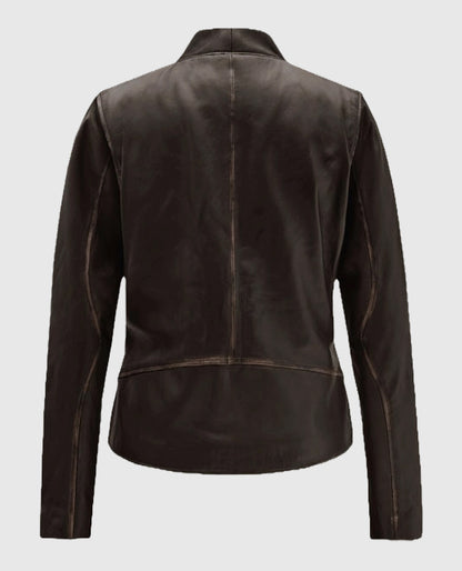 Rubbed Brown Leather Jacket