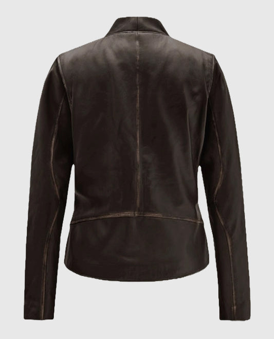 Rubbed Brown Leather Jacket