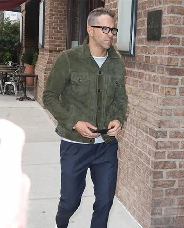 Ryan Reynolds Green Suede Jacket
