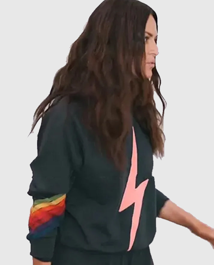 Real Housewives of Salt Lake City Lisa's navy lightning bolt sweatshirt