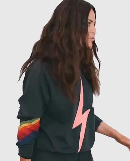 Real Housewives of Salt Lake City Lisa's navy lightning bolt sweatshirt