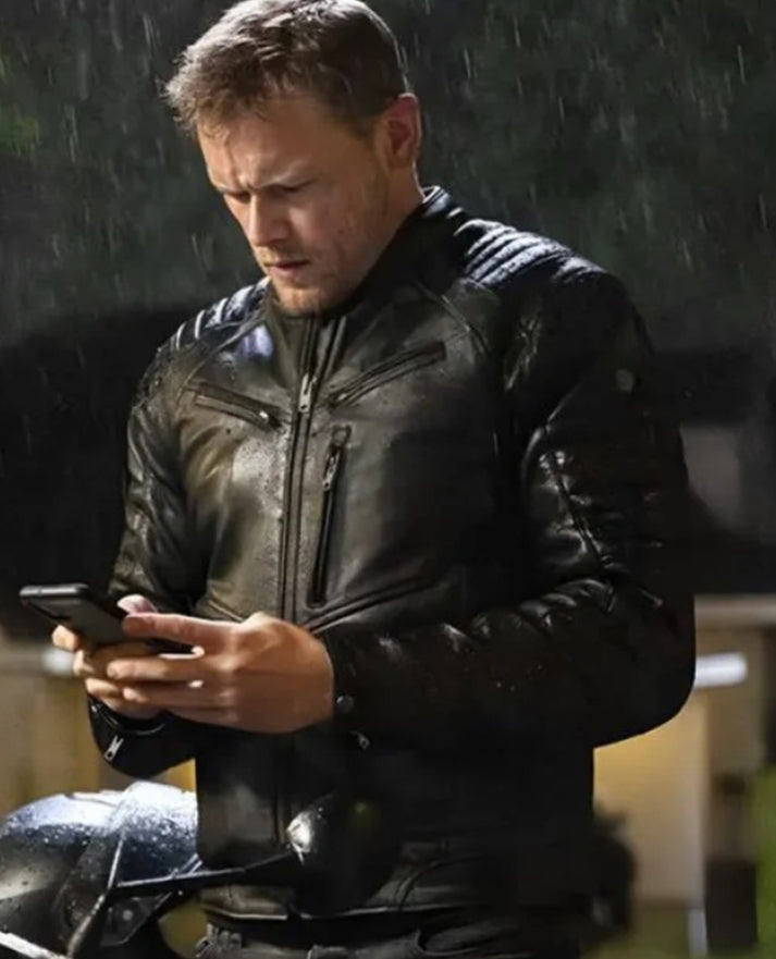 Sam Heughan Black Leather Jacket