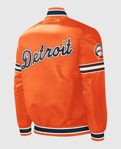 Slider Detroit Tigers Orange Varsity Satin Jacket
