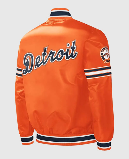 Slider Detroit Tigers Orange Varsity Satin Jacket
