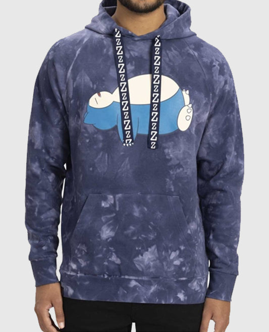 Snorlax Blue Mineral-Wash Pullover Hoodie