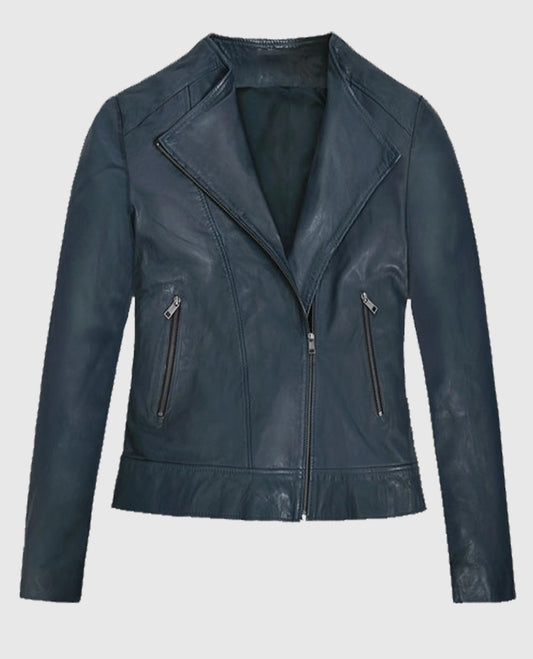 Soft Winsor Blue Washed & Wax Leather Jacket