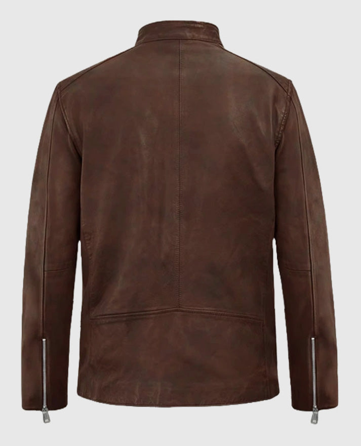 Spanish Brown Biker Motorad Leather Jacket
