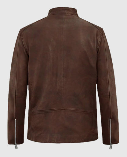Spanish Brown Biker Motorad Leather Jacket