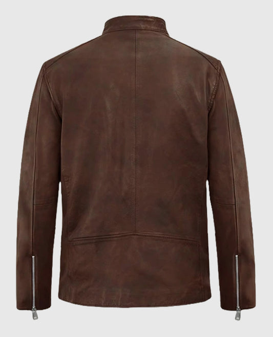 Spanish Brown Biker Motorad Leather Jacket