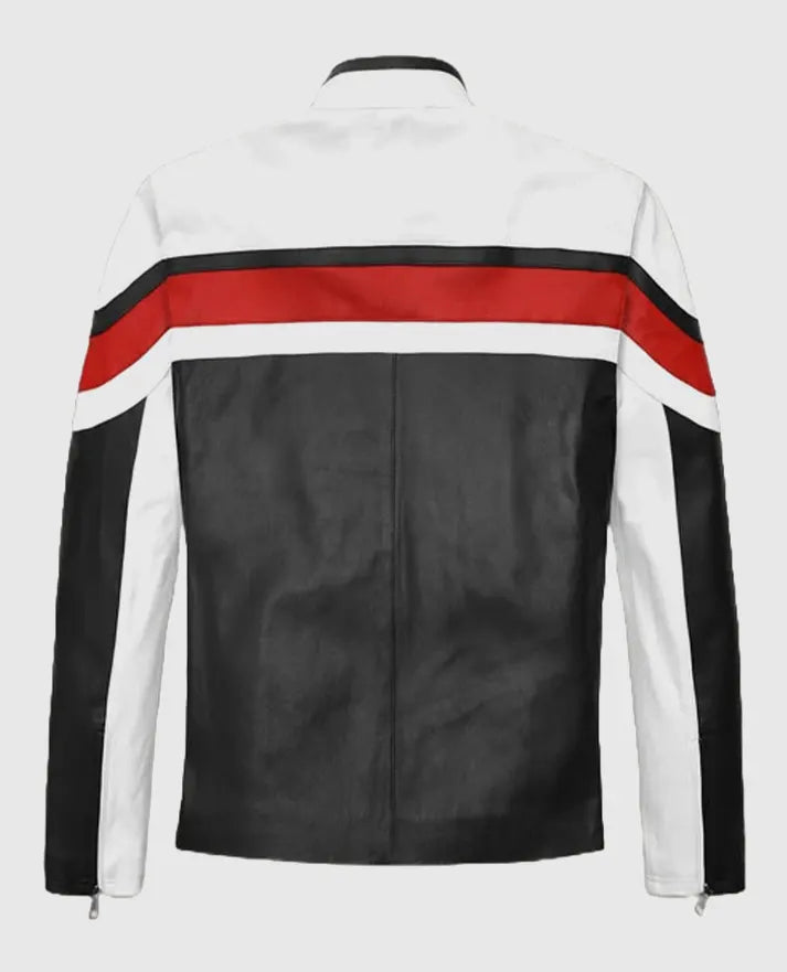 Striped Style Rocker Leather Jacket