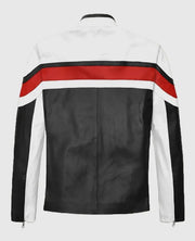 Striped Style Rocker Leather Jacket