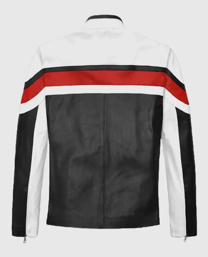 Striped Style Rocker Leather Jacket