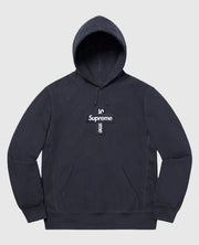 Supreme Cross Box Logo Blue Hooded Sweatshirt