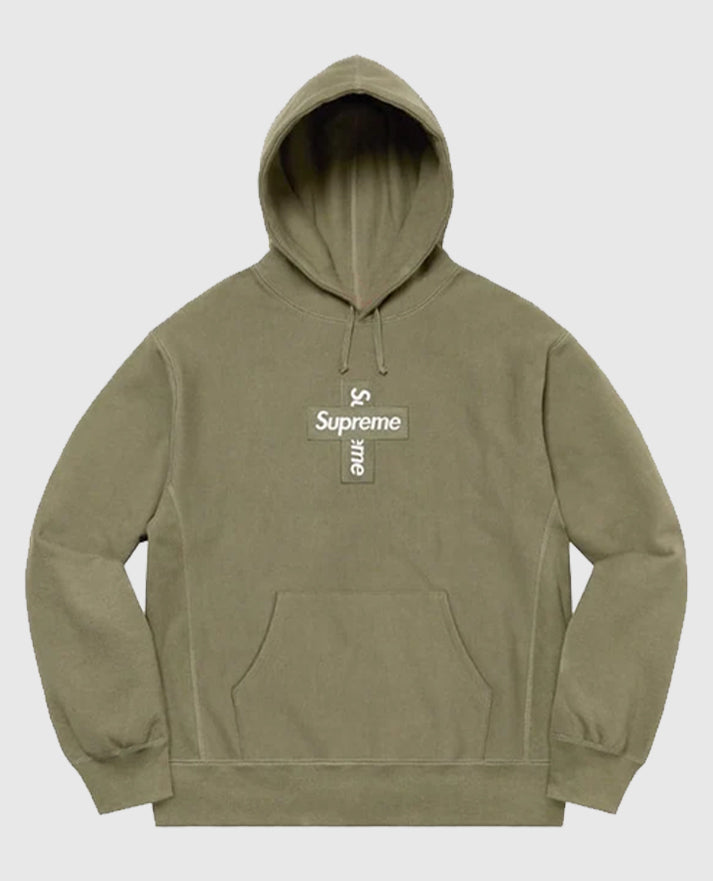 Supreme Cross Box Logo Olive Hooded Sweatshirt
