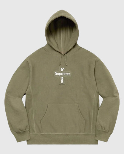 Supreme Cross Box Logo Olive Hooded Sweatshirt