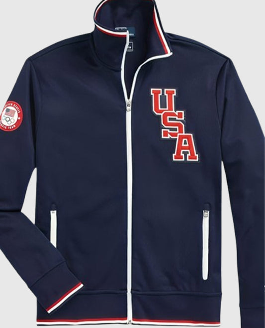  Team USA Paris Olympics Track Blue Jacket