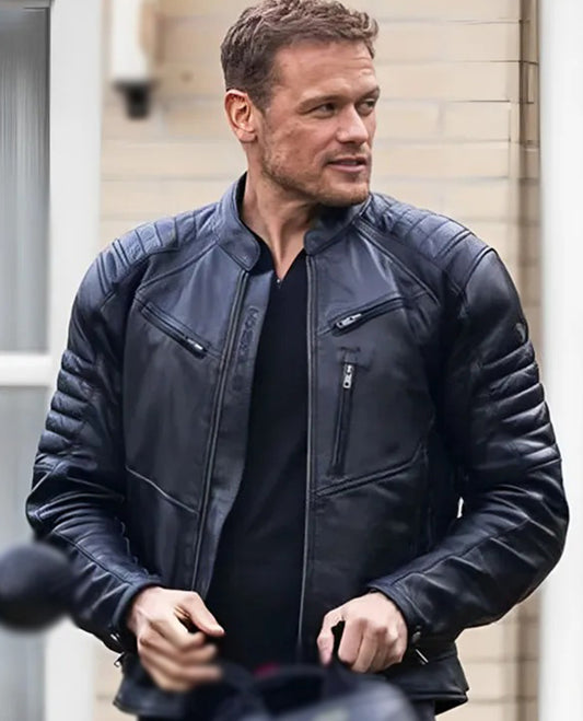 The Couple Next Door 2023 Sam Heughan Leather Jacket