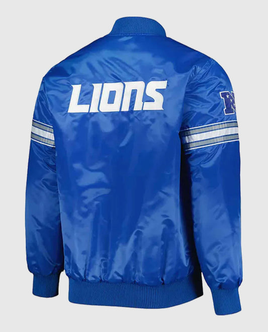 The Pick and Roll Detroit Lions Blue Full-Snap Satin Jacket