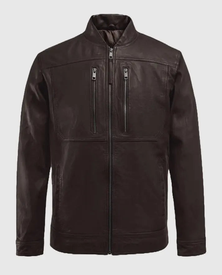 Thunder Storm Brown Biker Leather Jacket For Men