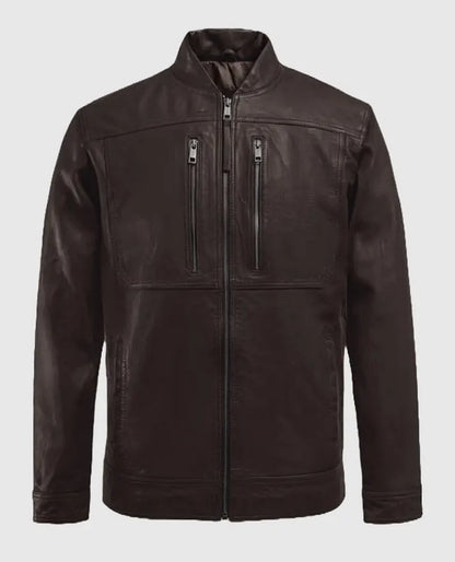 Thunder Storm Brown Biker Leather Jacket For Men