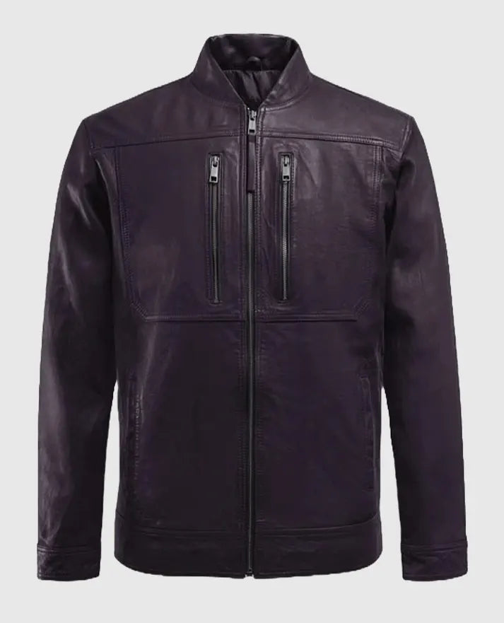 Men's Thunder Storm Purple Biker Leather Jacket