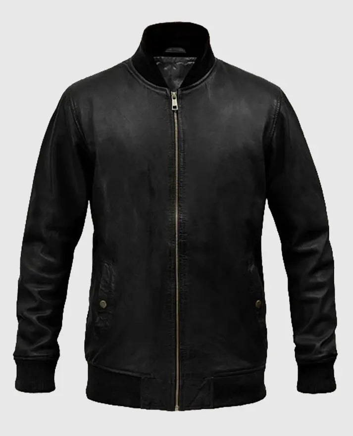 Tom Cruise Black Leather Bomber Jacket